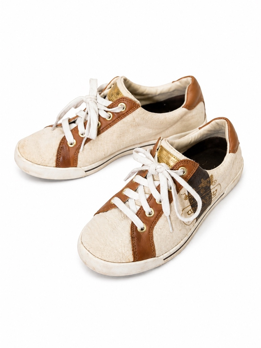 Coach White Canvas and Brown Leather Accent Sneakers - Picture 3 of 12